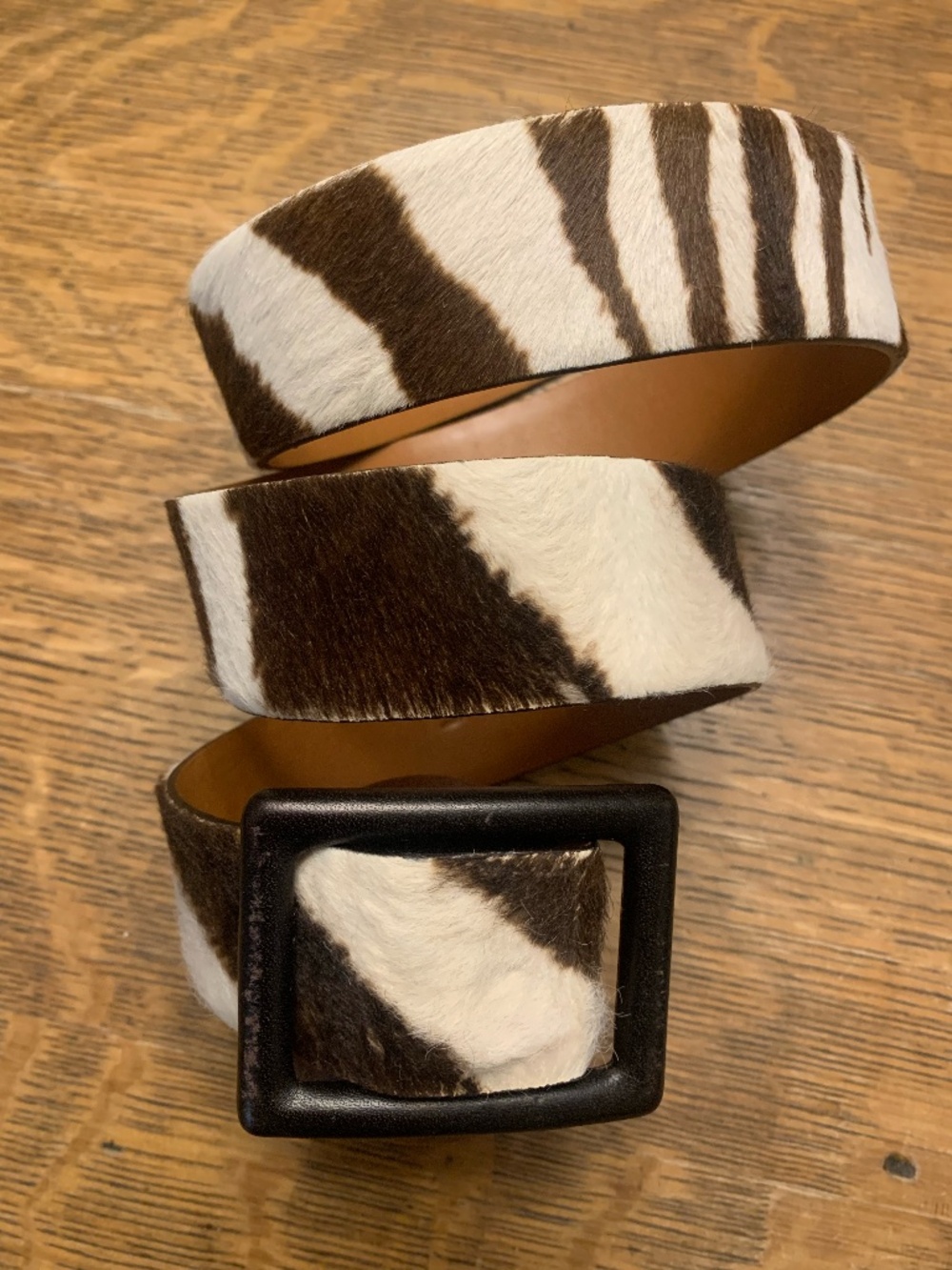 Ralph Lauren Zebra Print Vintage Calf Hair Belt Made in Italy Size L